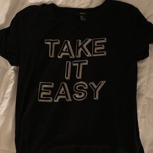 Black ‘take it easy’ size S short sleeve tee